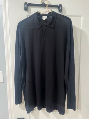 Armani Collezioni Men’s Black Long-Sleeve Polo